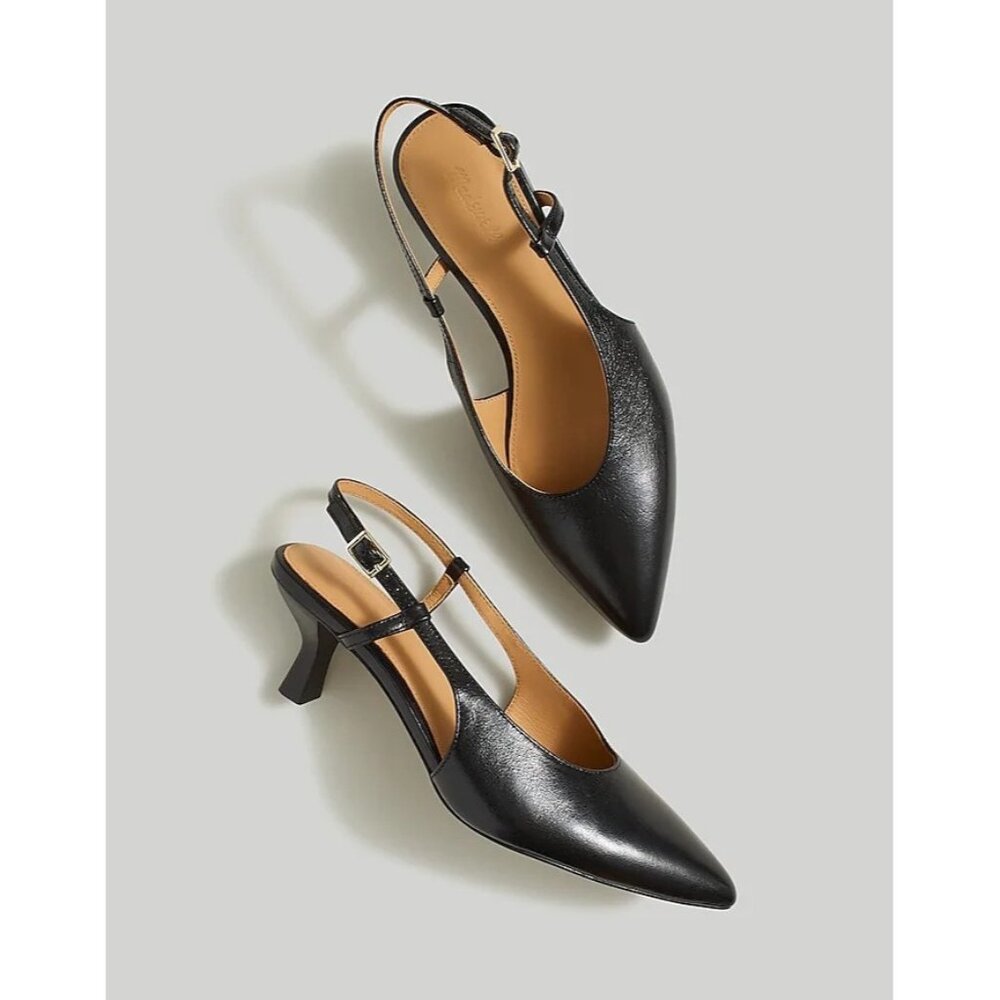 Madewell Black Pointed Slingback Heels